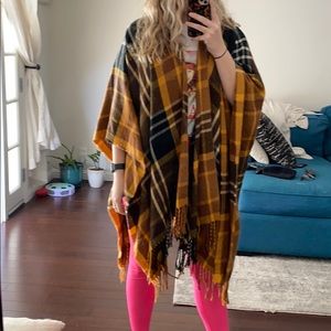 Topshop Plaid Shawl Cape